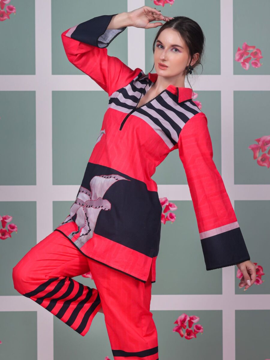 Dizzy Red & Black Kurta Pant